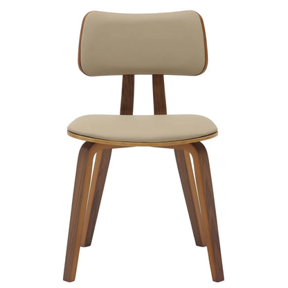 Fynix 5-Piece Dining Set with Round Wooden Table in Walnut and 4 Leather Dining Chairs - Elax Furniture