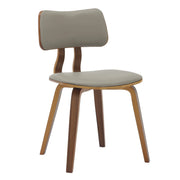 Fynix 5-Piece Dining Set with Round Wooden Table in Walnut and 4 Leather Dining Chairs - Elax Furniture