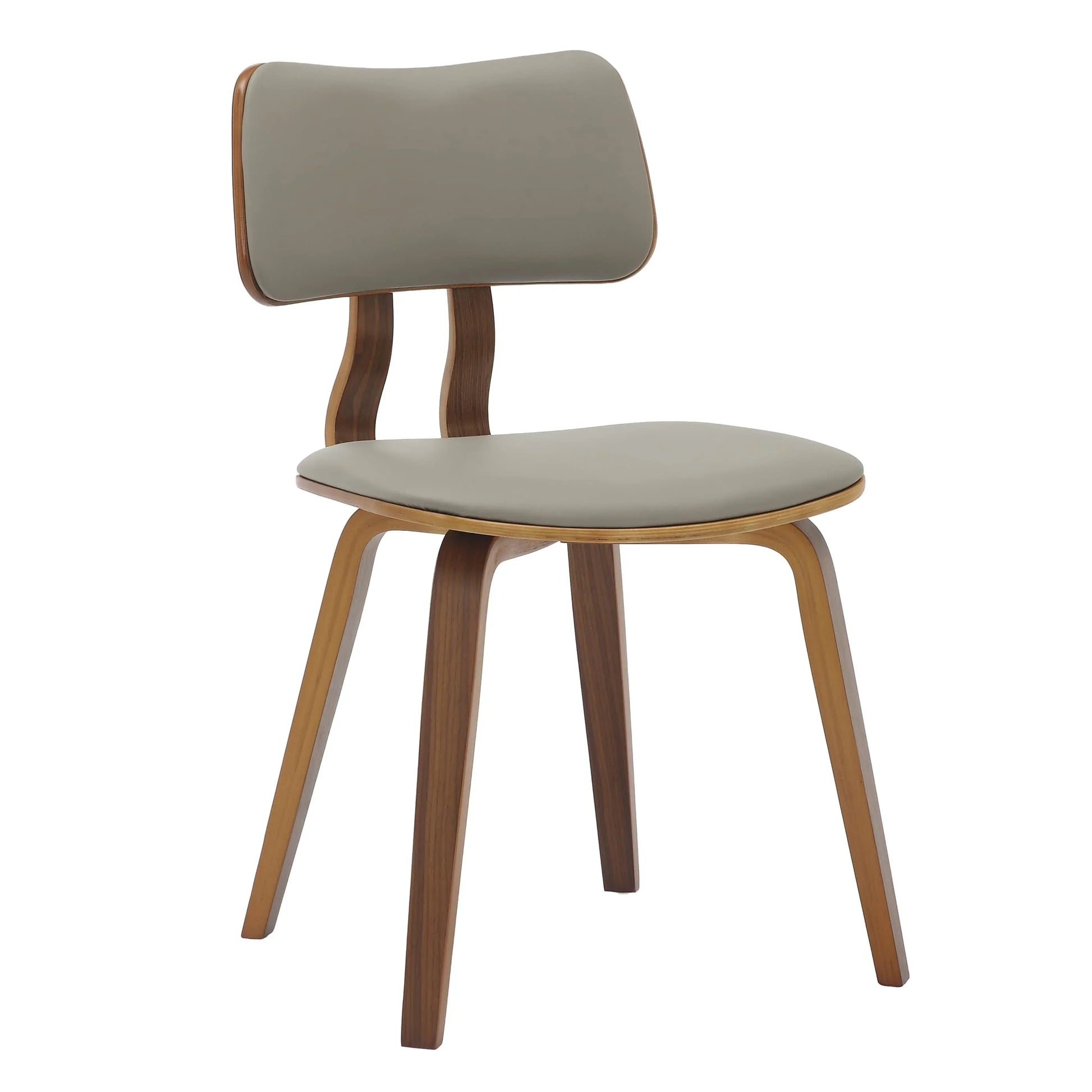 Fynix 5-Piece Dining Set with Round Wooden Table in Walnut and 4 Leather Dining Chairs - Elax Furniture