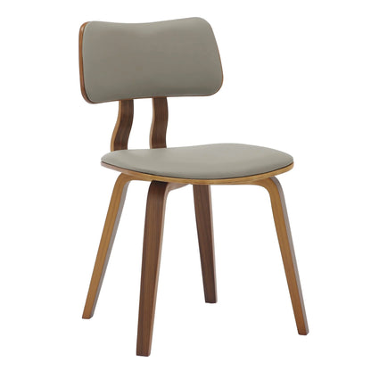 Fynix 5-Piece Dining Set with Round Wooden Table in Walnut and 4 Leather Dining Chairs - Elax Furniture