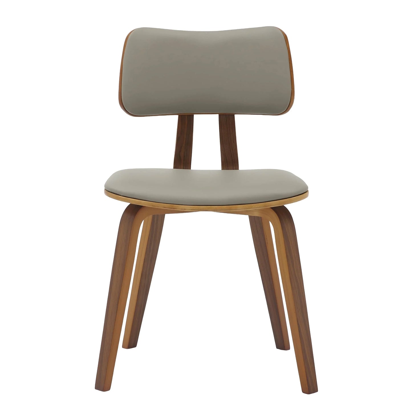 Fynix 5-Piece Dining Set with Round Wooden Table in Walnut and 4 Leather Dining Chairs - Elax Furniture
