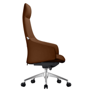 Celeste High-Back Office Chair in Upholstered Leather and Iron Base with Swivel and Tilt White Office Chair Leisuremod