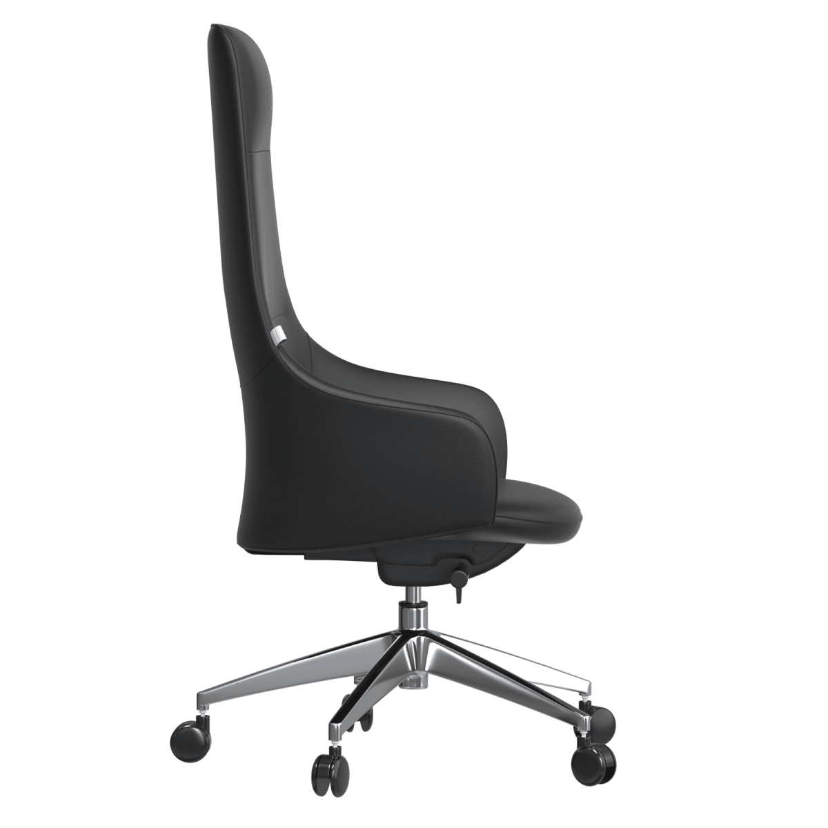 Celeste High-Back Office Chair in Upholstered Leather and Iron Base with Swivel and Tilt White Office Chair Leisuremod