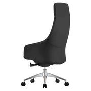 Celeste High-Back Office Chair in Upholstered Leather and Iron Base with Swivel and Tilt Black Office Chair Leisuremod