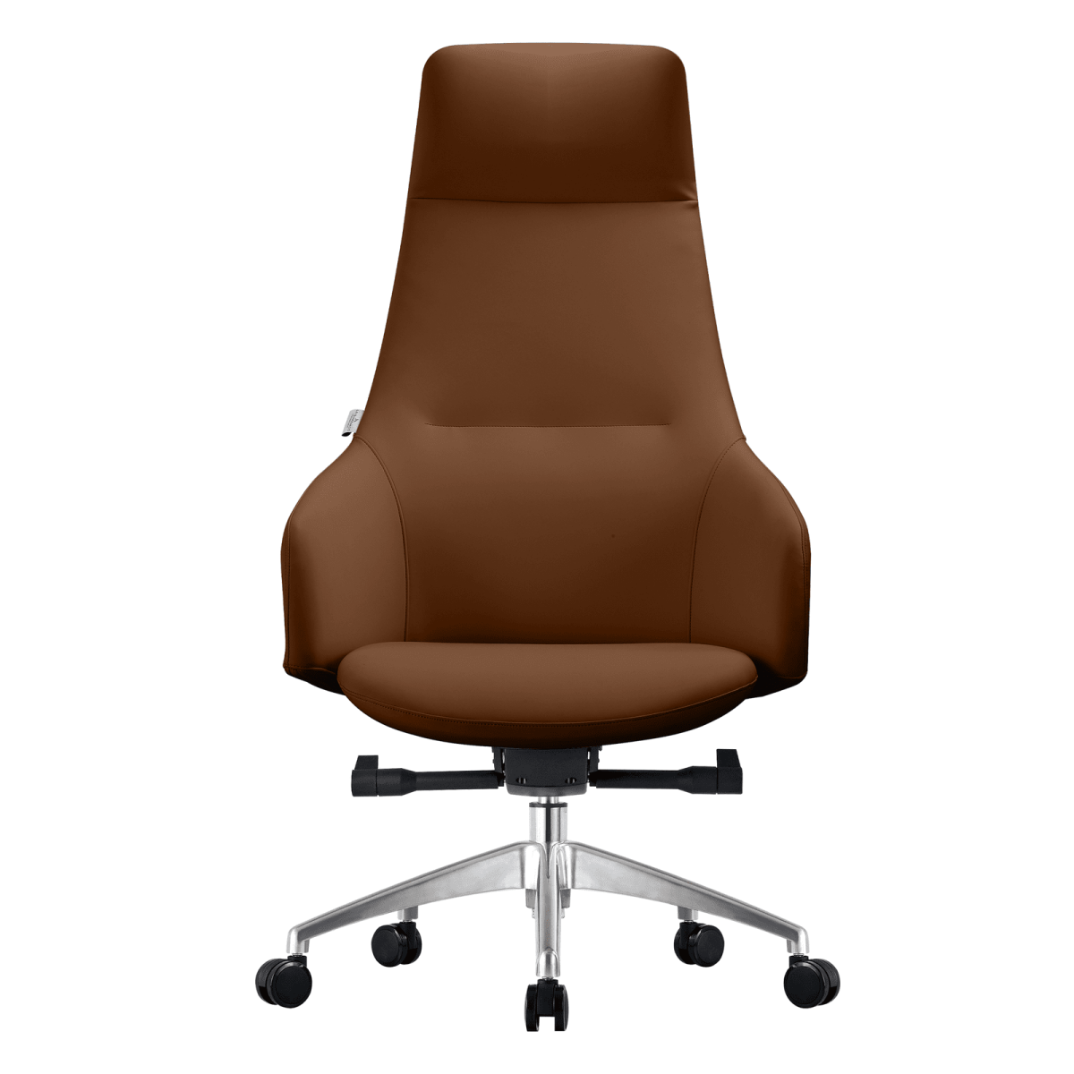 Celeste High-Back Office Chair in Upholstered Leather and Iron Base with Swivel and Tilt White Office Chair Leisuremod