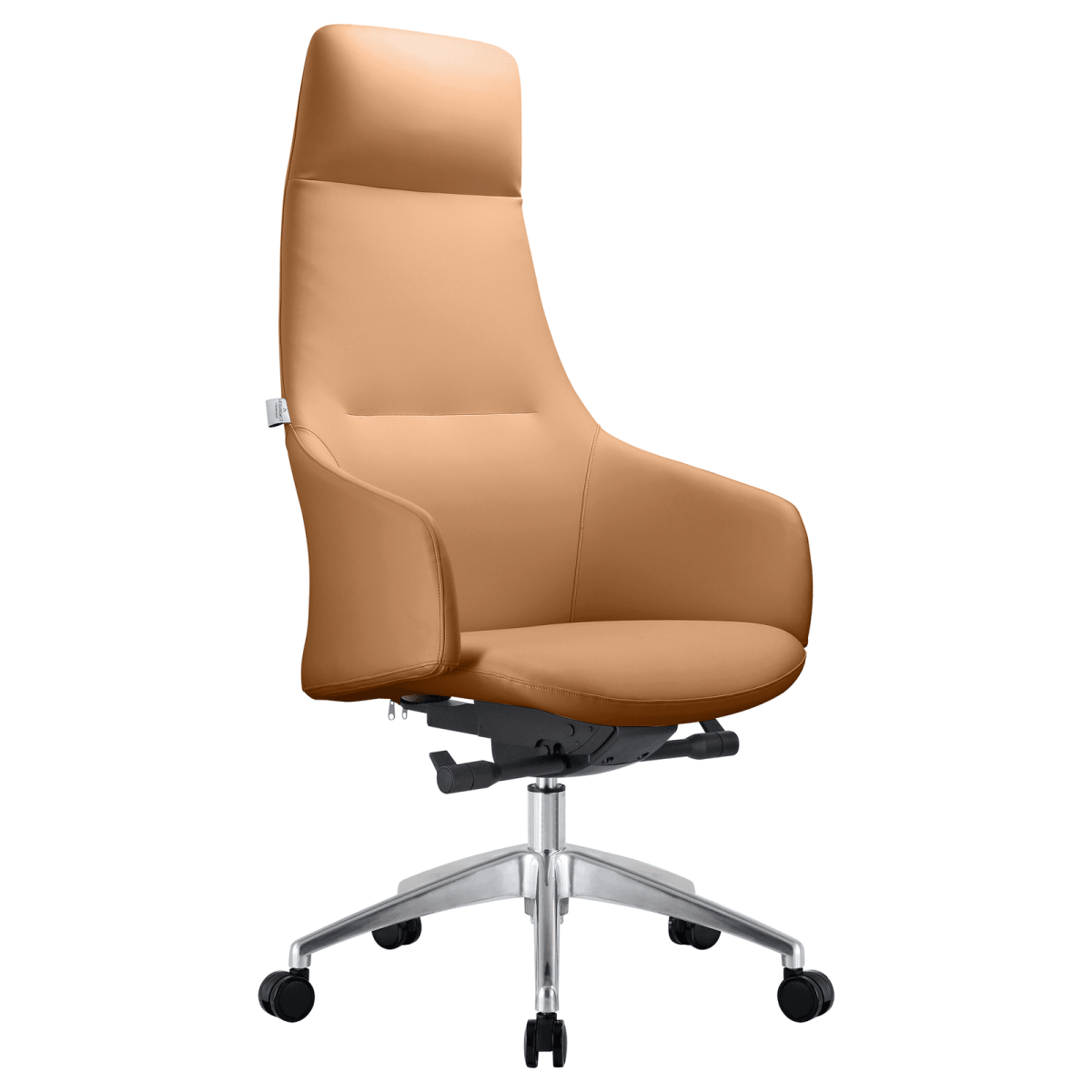 Celeste High-Back Office Chair in Upholstered Leather and Iron Base with Swivel and Tilt White Office Chair Leisuremod