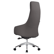 Celeste High-Back Office Chair in Upholstered Leather and Iron Base with Swivel and Tilt White Office Chair Leisuremod