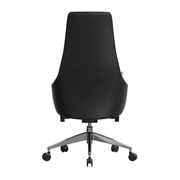 Celeste High-Back Office Chair in Upholstered Leather and Iron Base with Swivel and Tilt White Office Chair Leisuremod
