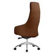 Celeste High-Back Office Chair in Upholstered Leather and Iron Base with Swivel and Tilt White Office Chair Leisuremod