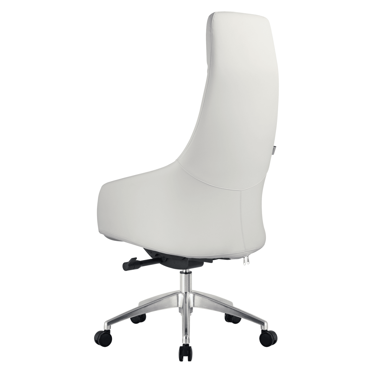 Celeste High-Back Office Chair in Upholstered Leather and Iron Base with Swivel and Tilt White Office Chair Leisuremod