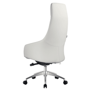 Celeste High-Back Office Chair in Upholstered Leather and Iron Base with Swivel and Tilt White Office Chair Leisuremod