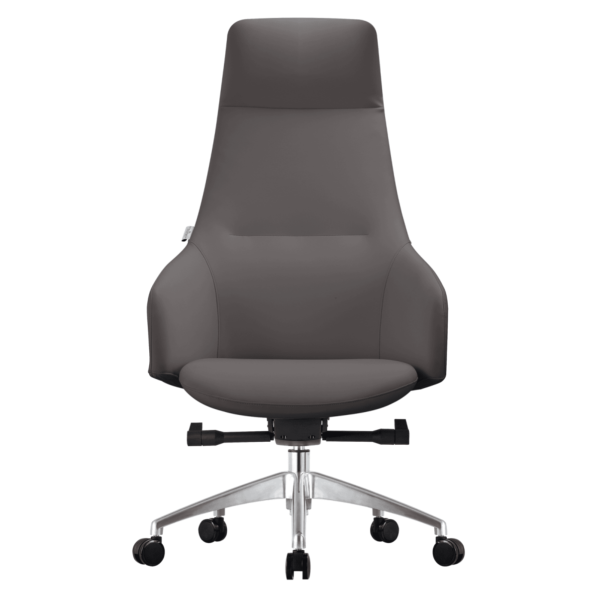 Celeste High-Back Office Chair in Upholstered Leather and Iron Base with Swivel and Tilt White Office Chair Leisuremod