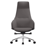 Celeste High-Back Office Chair in Upholstered Leather and Iron Base with Swivel and Tilt White Office Chair Leisuremod