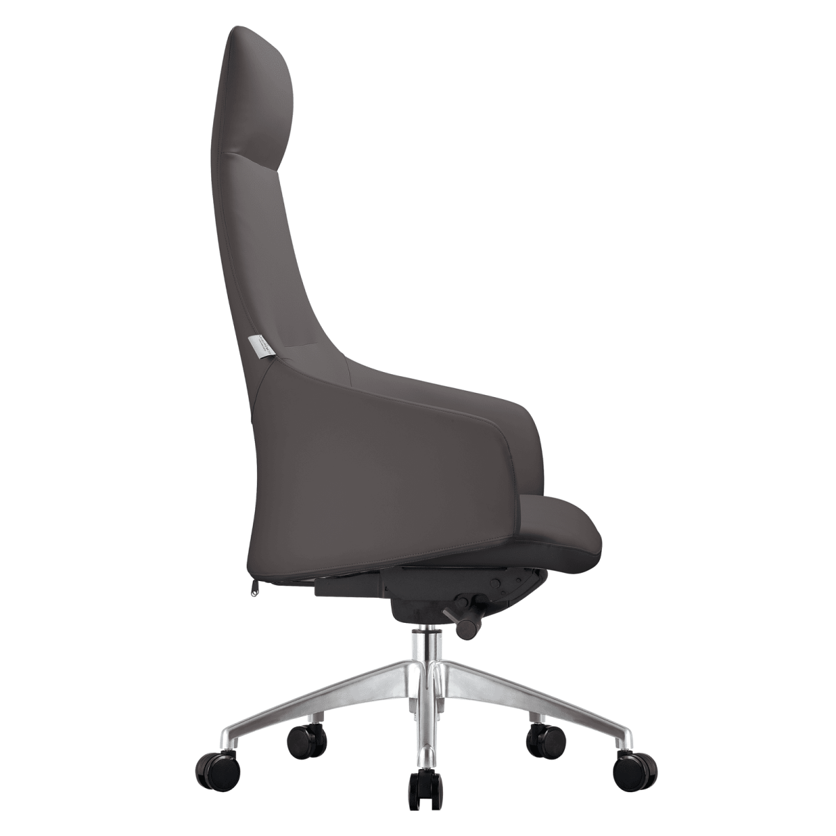 Celeste High-Back Office Chair in Upholstered Leather and Iron Base with Swivel and Tilt White Office Chair Leisuremod