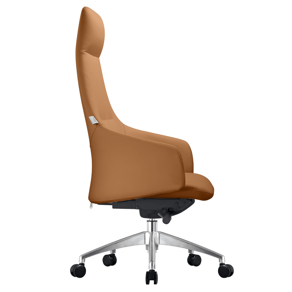 Celeste High-Back Office Chair in Upholstered Leather and Iron Base with Swivel and Tilt White Office Chair Leisuremod