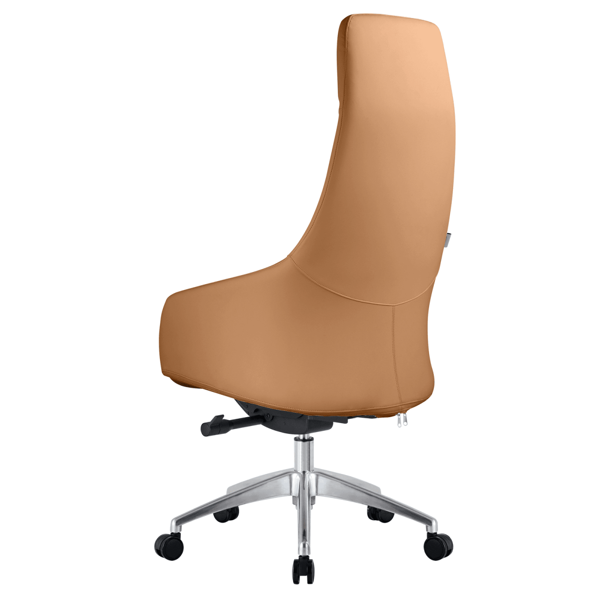 Celeste High-Back Office Chair in Upholstered Leather and Iron Base with Swivel and Tilt White Office Chair Leisuremod