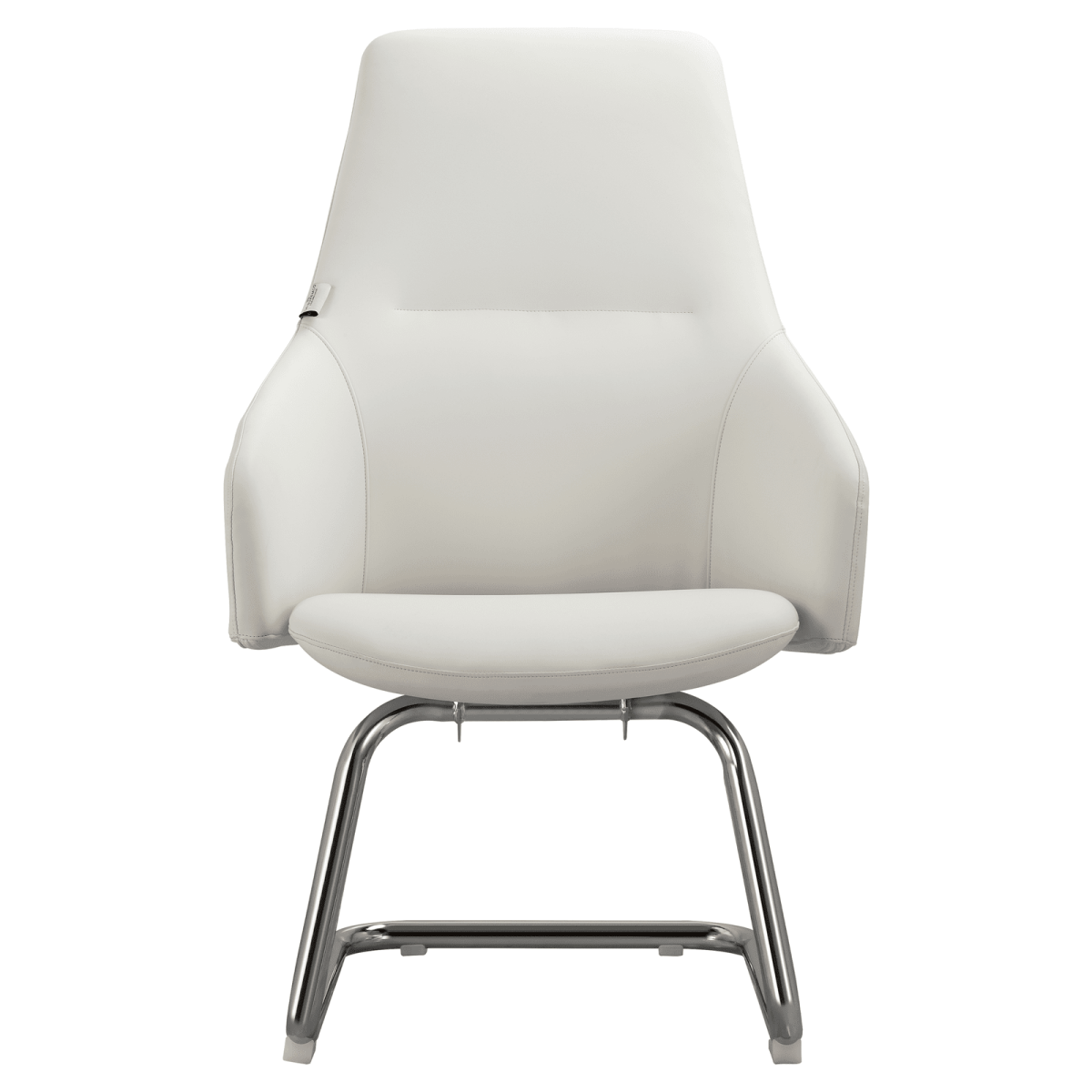 Celeste Leather Conference Office Chair with Upholstered Seat and Armrest White Office Chair Leisuremod