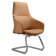 Celeste Leather Conference Office Chair with Upholstered Seat and Armrest White Office Chair Leisuremod