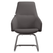 Celeste Leather Conference Office Chair with Upholstered Seat and Armrest White Office Chair Leisuremod