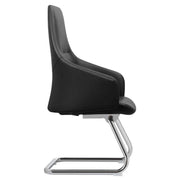 Celeste Leather Conference Office Chair with Upholstered Seat and Armrest Black Office Chair Leisuremod