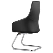 Celeste Leather Conference Office Chair with Upholstered Seat and Armrest Black Office Chair Leisuremod
