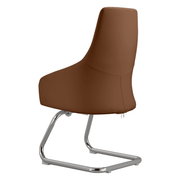 Celeste Leather Conference Office Chair with Upholstered Seat and Armrest White Office Chair Leisuremod