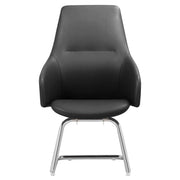 Celeste Leather Conference Office Chair with Upholstered Seat and Armrest Black Office Chair Leisuremod