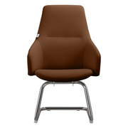 Celeste Leather Conference Office Chair with Upholstered Seat and Armrest White Office Chair Leisuremod