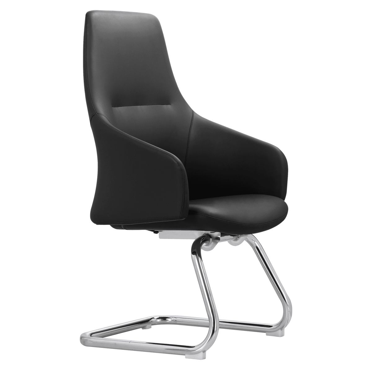 Celeste Leather Conference Office Chair with Upholstered Seat and Armrest White Office Chair Leisuremod