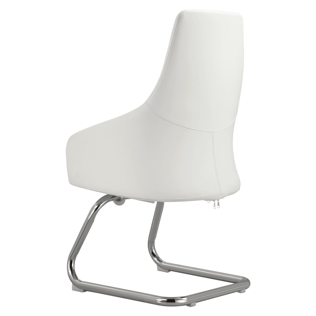 Celeste Leather Conference Office Chair with Upholstered Seat and Armrest White Office Chair Leisuremod