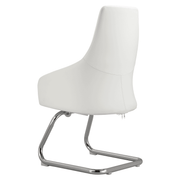 Celeste Leather Conference Office Chair with Upholstered Seat and Armrest White Office Chair Leisuremod
