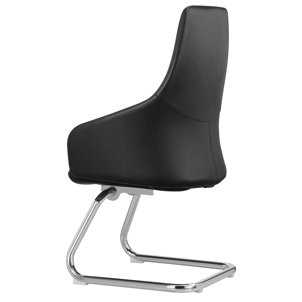 Celeste Leather Conference Office Chair with Upholstered Seat and Armrest White Office Chair Leisuremod
