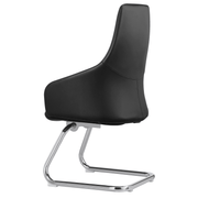 Celeste Leather Conference Office Chair with Upholstered Seat and Armrest White Office Chair Leisuremod