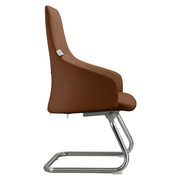 Celeste Leather Conference Office Chair with Upholstered Seat and Armrest White Office Chair Leisuremod