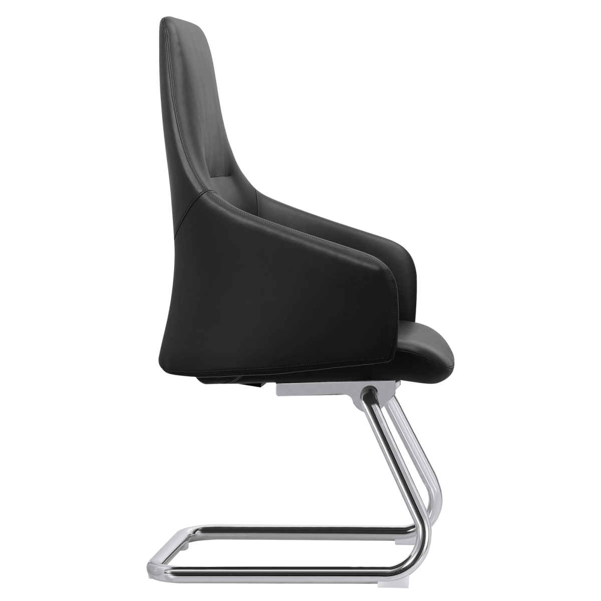 Celeste Leather Conference Office Chair with Upholstered Seat and Armrest White Office Chair Leisuremod