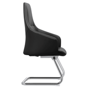 Celeste Leather Conference Office Chair with Upholstered Seat and Armrest White Office Chair Leisuremod
