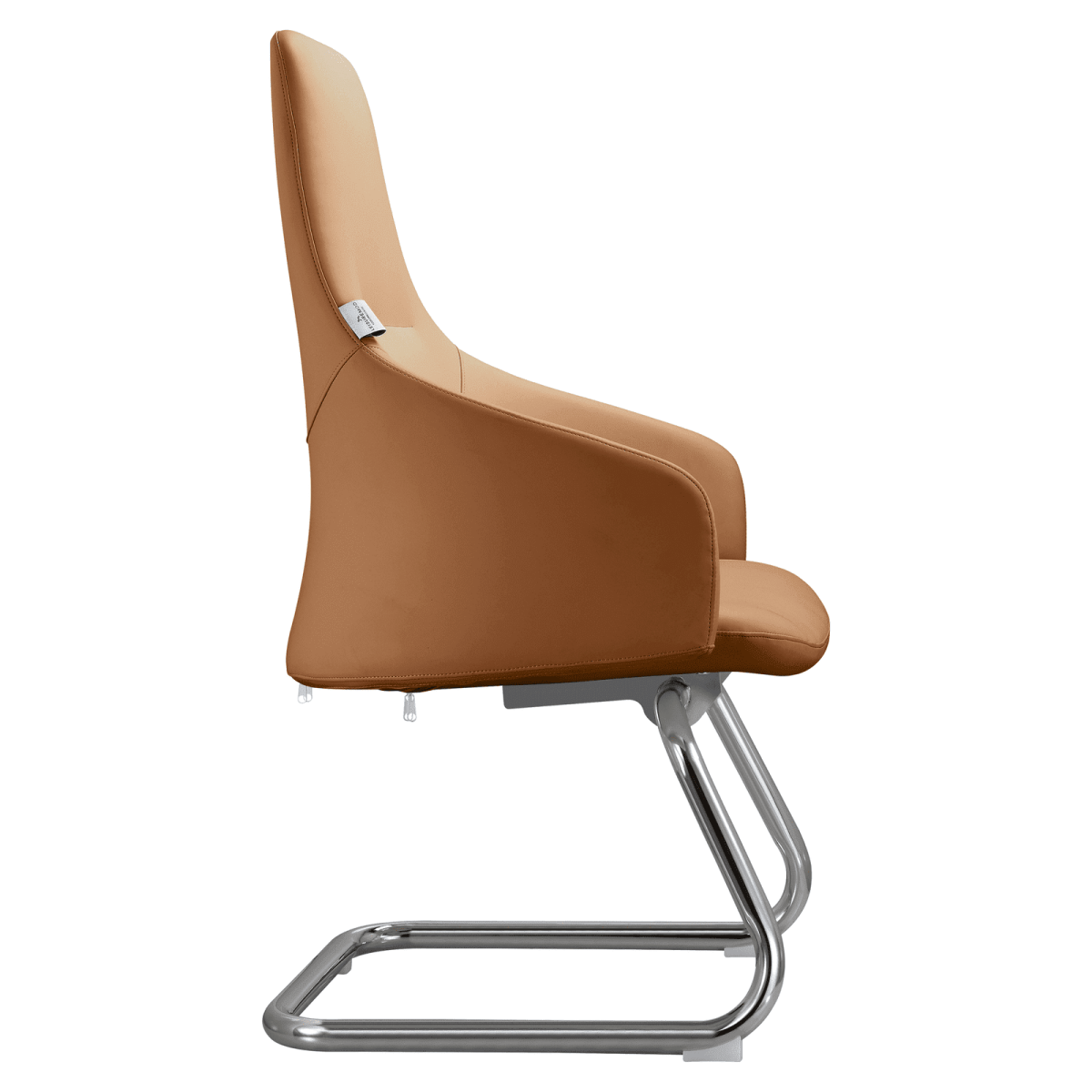 Celeste Leather Conference Office Chair with Upholstered Seat and Armrest White Office Chair Leisuremod