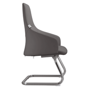 Celeste Leather Conference Office Chair with Upholstered Seat and Armrest White Office Chair Leisuremod