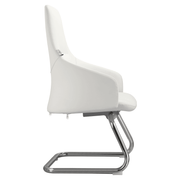 Celeste Leather Conference Office Chair with Upholstered Seat and Armrest White Office Chair Leisuremod