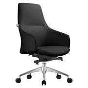 Celeste Office Chair in Upholstered Leather with Swivel and Tilt Waterfall Seat Design Black Office Chair Leisuremod