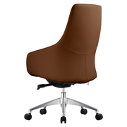 Celeste Office Chair in Upholstered Leather with Swivel and Tilt Waterfall Seat Design Dark Brown Office Chair Leisuremod
