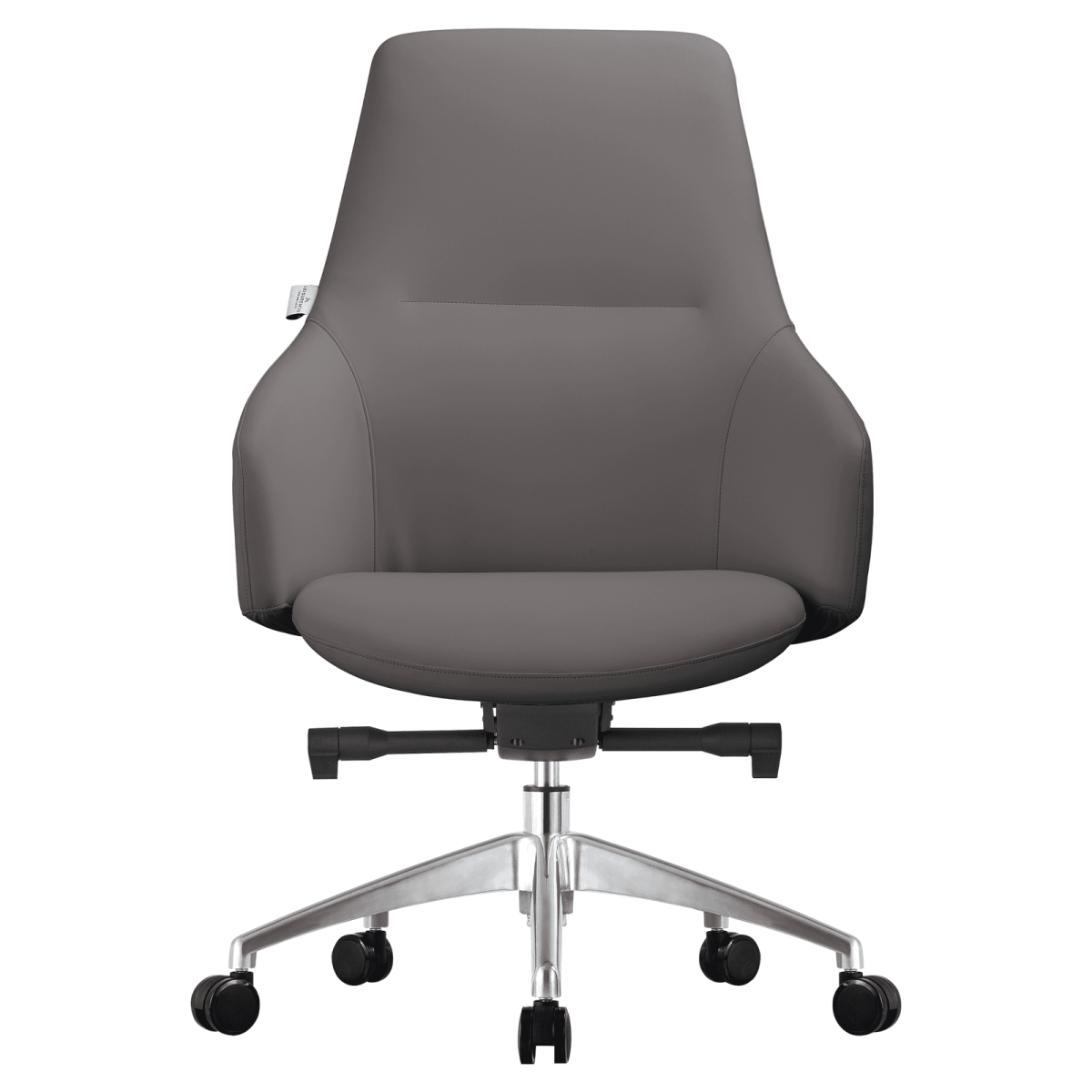 Celeste Office Chair in Upholstered Leather with Swivel and Tilt Waterfall Seat Design Grey Office Chair Leisuremod