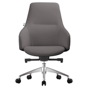 Celeste Office Chair in Upholstered Leather with Swivel and Tilt Waterfall Seat Design Grey Office Chair Leisuremod