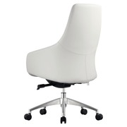Celeste Office Chair in Upholstered Leather with Swivel and Tilt Waterfall Seat Design White Office Chair Leisuremod