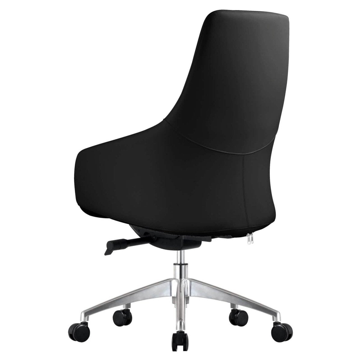 Celeste Office Chair in Upholstered Leather with Swivel and Tilt Waterfall Seat Design Black Office Chair Leisuremod