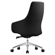 Celeste Office Chair in Upholstered Leather with Swivel and Tilt Waterfall Seat Design Black Office Chair Leisuremod