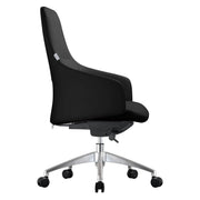 Celeste Office Chair in Upholstered Leather with Swivel and Tilt Waterfall Seat Design Black Office Chair Leisuremod
