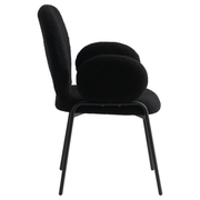 Celestial Modern Boucle Dining Side Chair with Black/White Powder Coated Iron Frame Black With Arm Black Dining Chair Leisuremod
