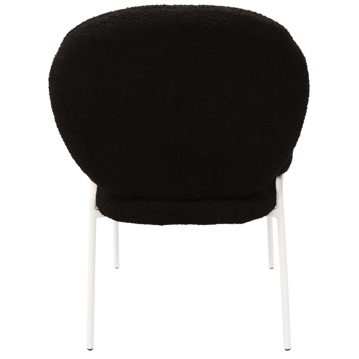 Celestial Modern Boucle Dining Side Chair with Black/White Powder Coated Iron Frame White With Arm Black Dining Chair Leisuremod