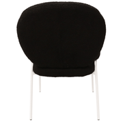 Celestial Modern Boucle Dining Side Chair with Black/White Powder Coated Iron Frame White With Arm Black Dining Chair Leisuremod